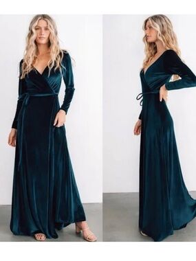 Baltic Born Velvet Wrap Maxi Dress - Deep Teal